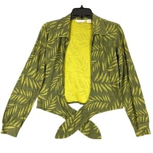 Tommy Bahama Leaf Print Tie Front Cardigans Sweater Green S Womens